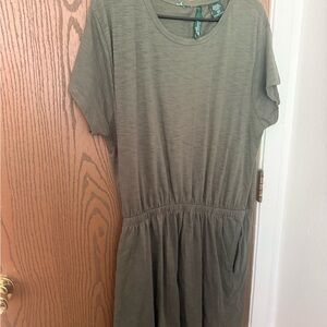 Everyday Olive Green Short Sleeve Dress